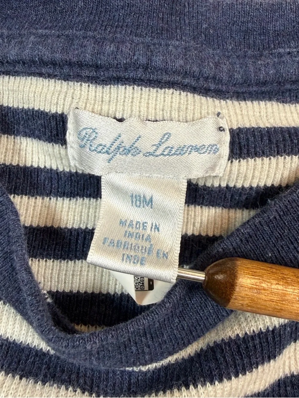 RALPH LAUREN Baby Striped Long Sleeve Shirt Nautical Classic‎ Preppy Cotton 18M